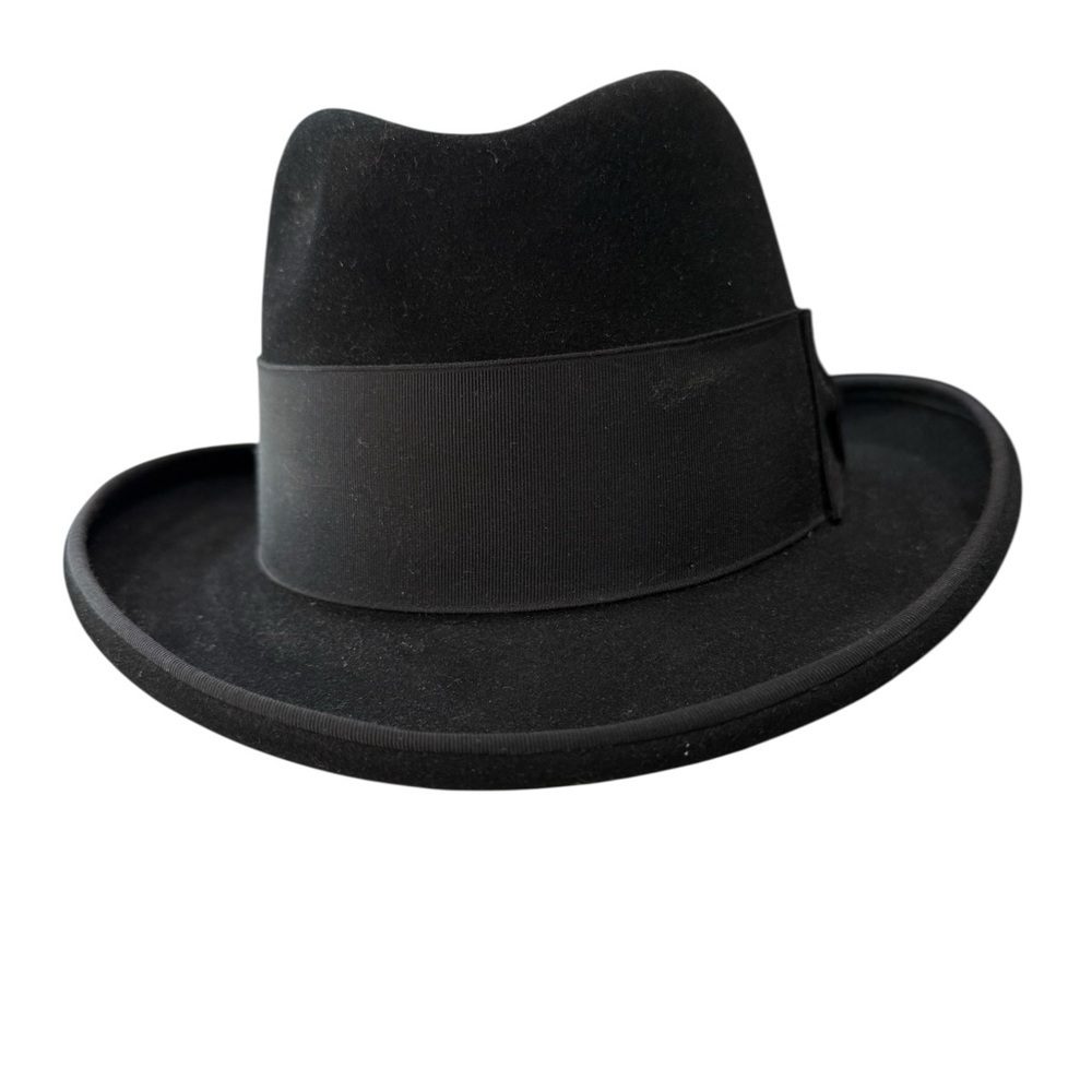 Churchill LTD Black Homburg Fedora /Bowler Hat Size 7 Long Oval Vintage - Picture 3 of 6